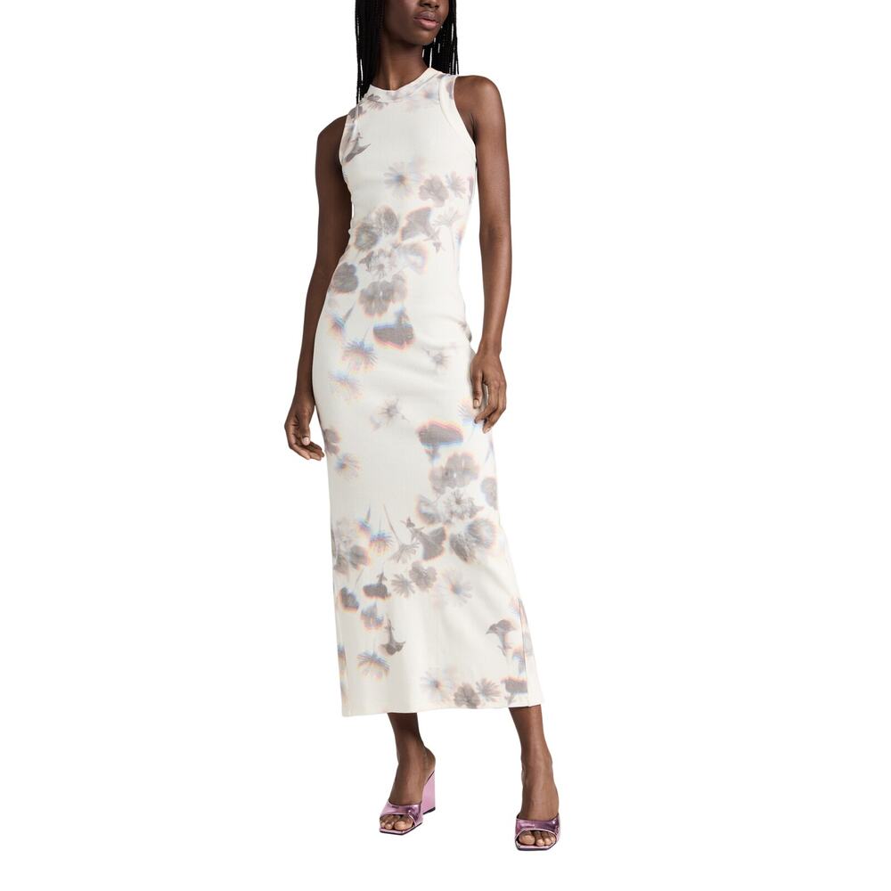 Brandon Maxwell Ribbed White Kalidescope Caro Dress Size S